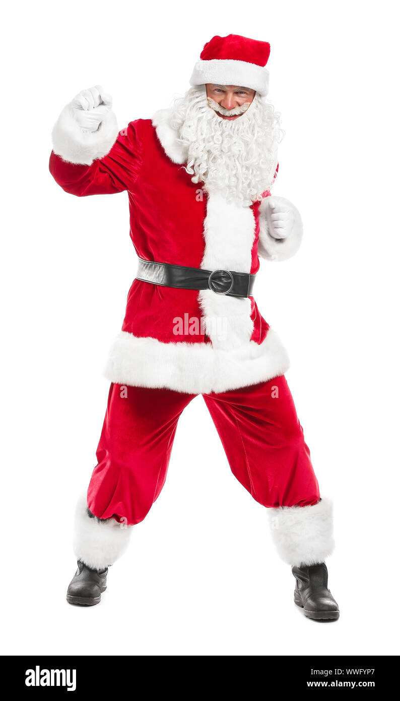 Portrait of cool Santa Claus on white background Stock Photo - Alamy