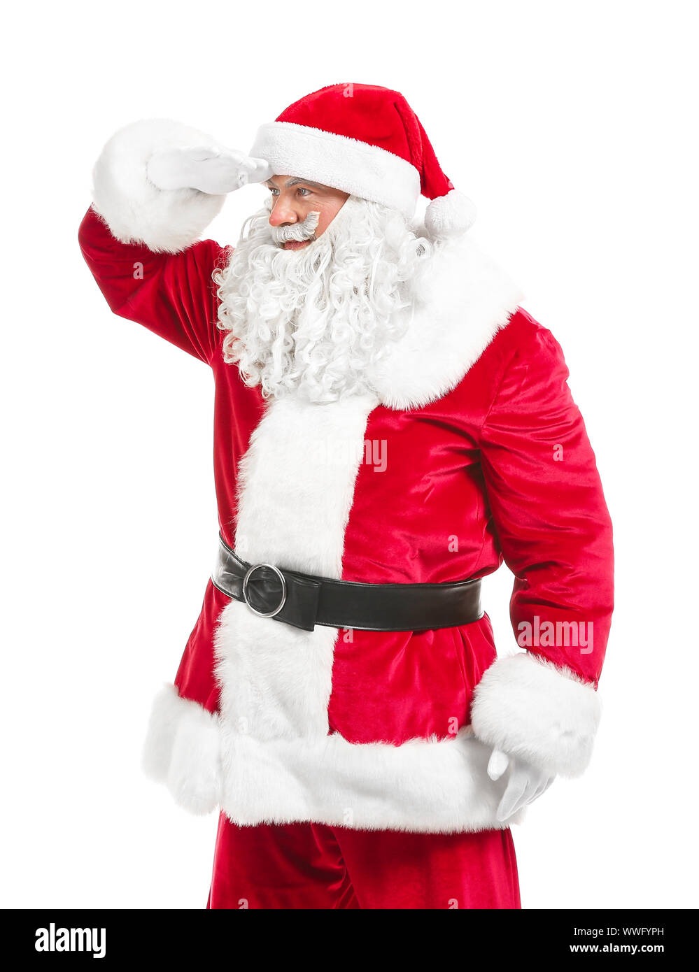 Portrait of Santa Claus on white background Stock Photo - Alamy