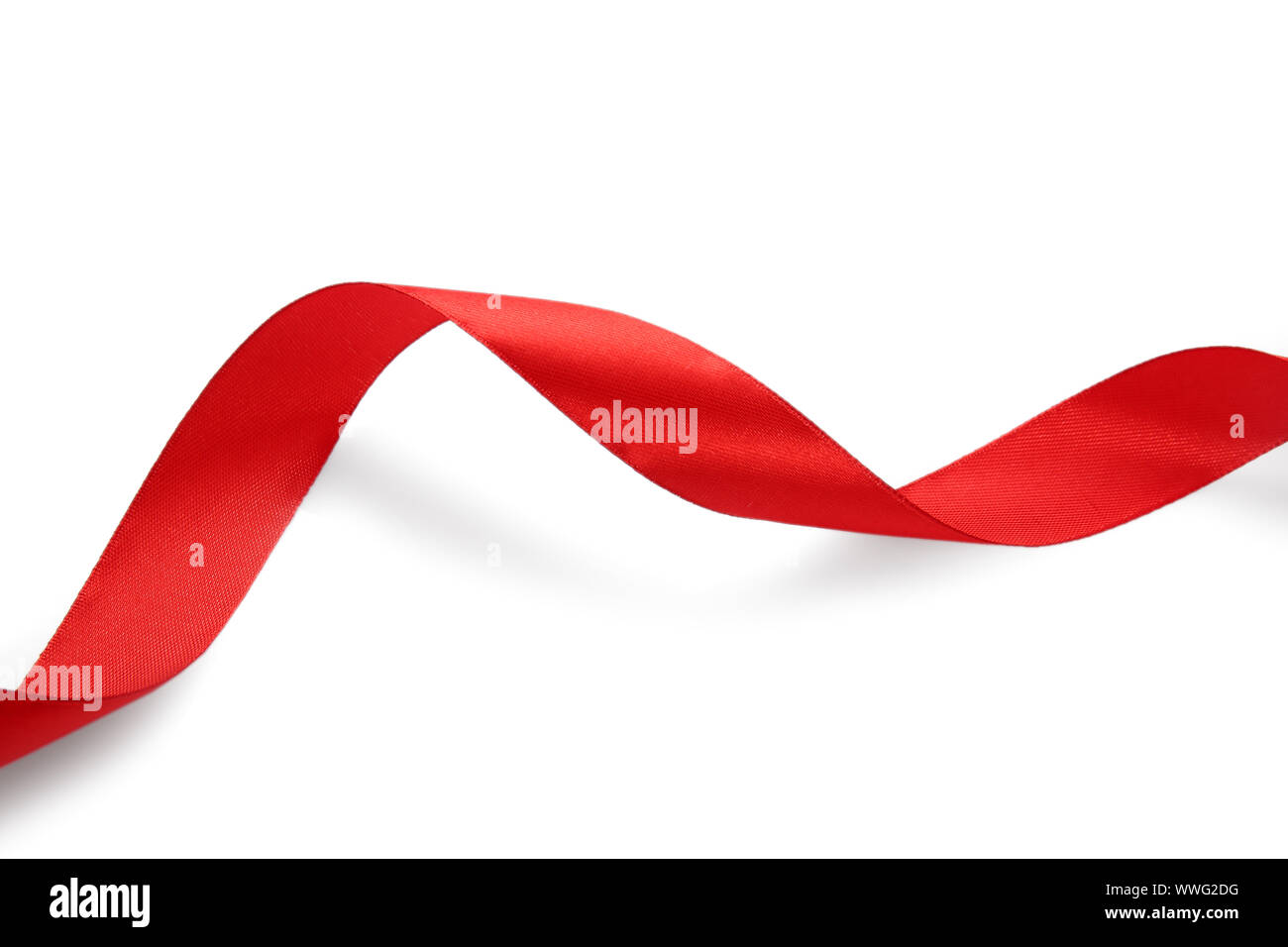 Red satin ribbon on white background Stock Photo - Alamy