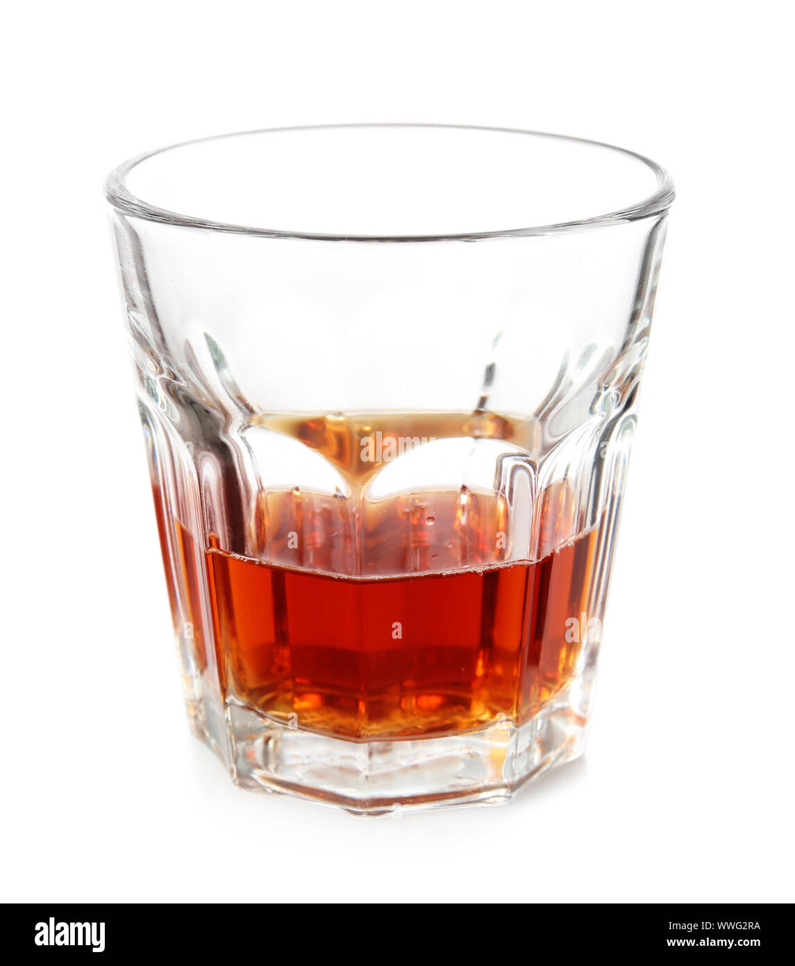 Glass of whiskey on white background Stock Photo