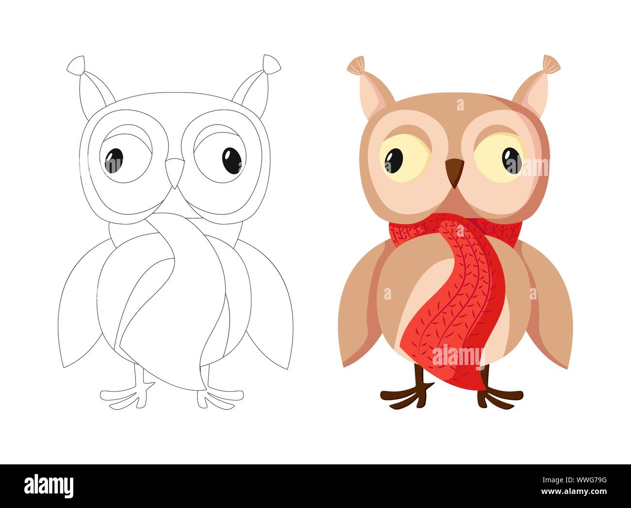 Cute Brown Owl with big eyes Cartoon character isolated on white background  Stock Vector Image & Art - Alamy