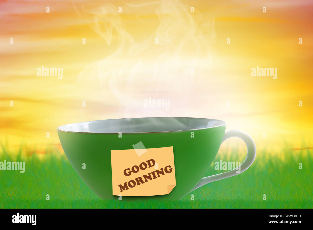 Good Morning And Wake Up Concept Cup Of Hot Coffee Stock Photo Alamy