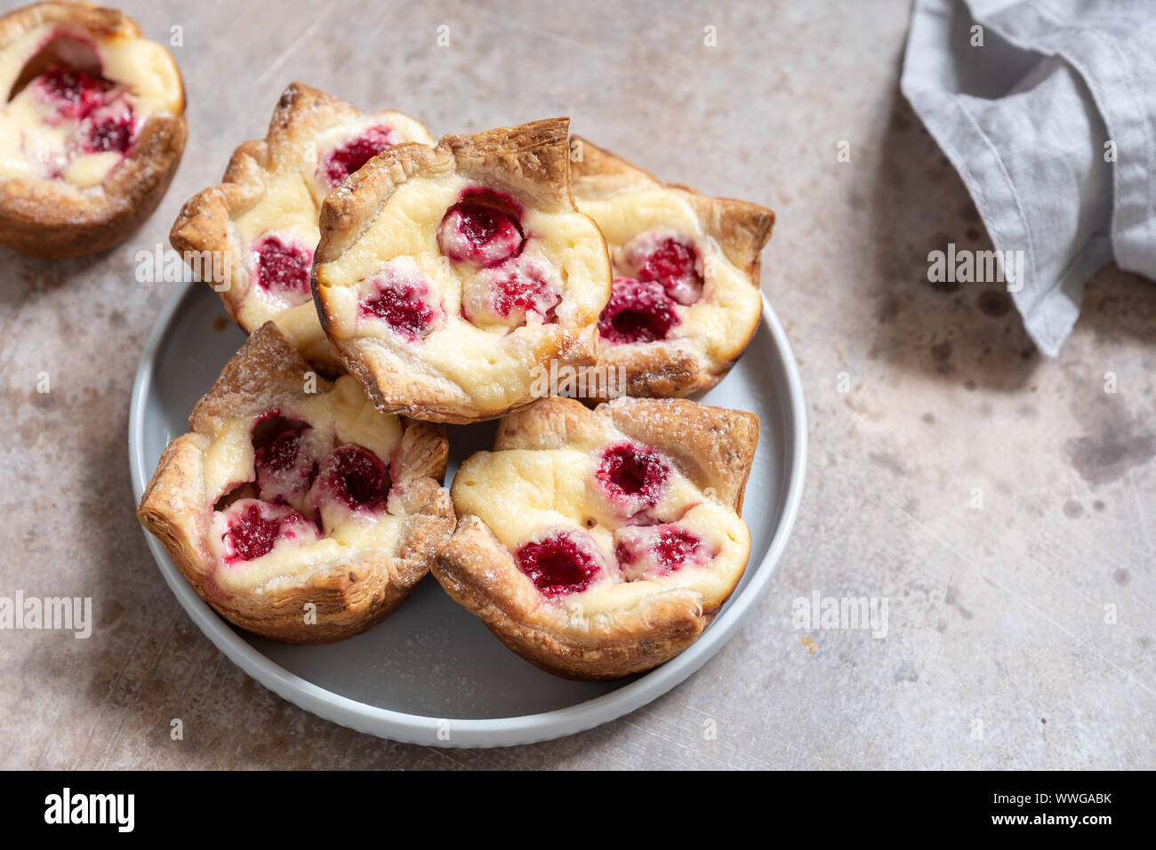 Puff Pastry Raspberry Pie Raspberry Cream Cheese Puff Pastry Muffin Pies Stock Photo - Alamy