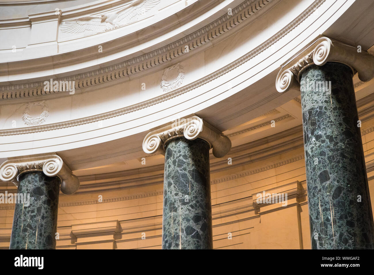 Washington DC, USA - June 6th 2019: Columns inside National Gallery of Art Stock Photo