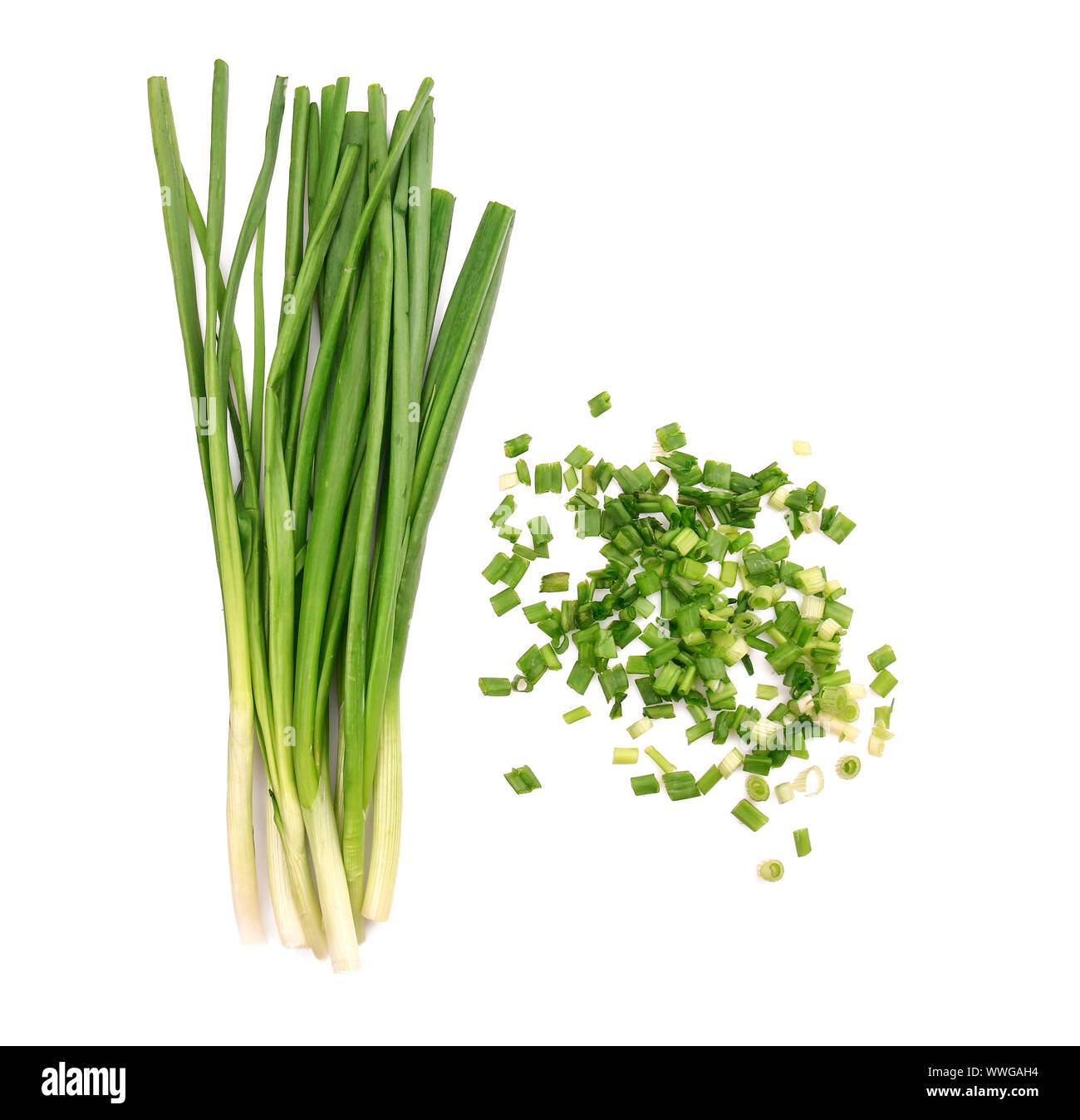 Fresh green onion on white background Stock Photo - Alamy