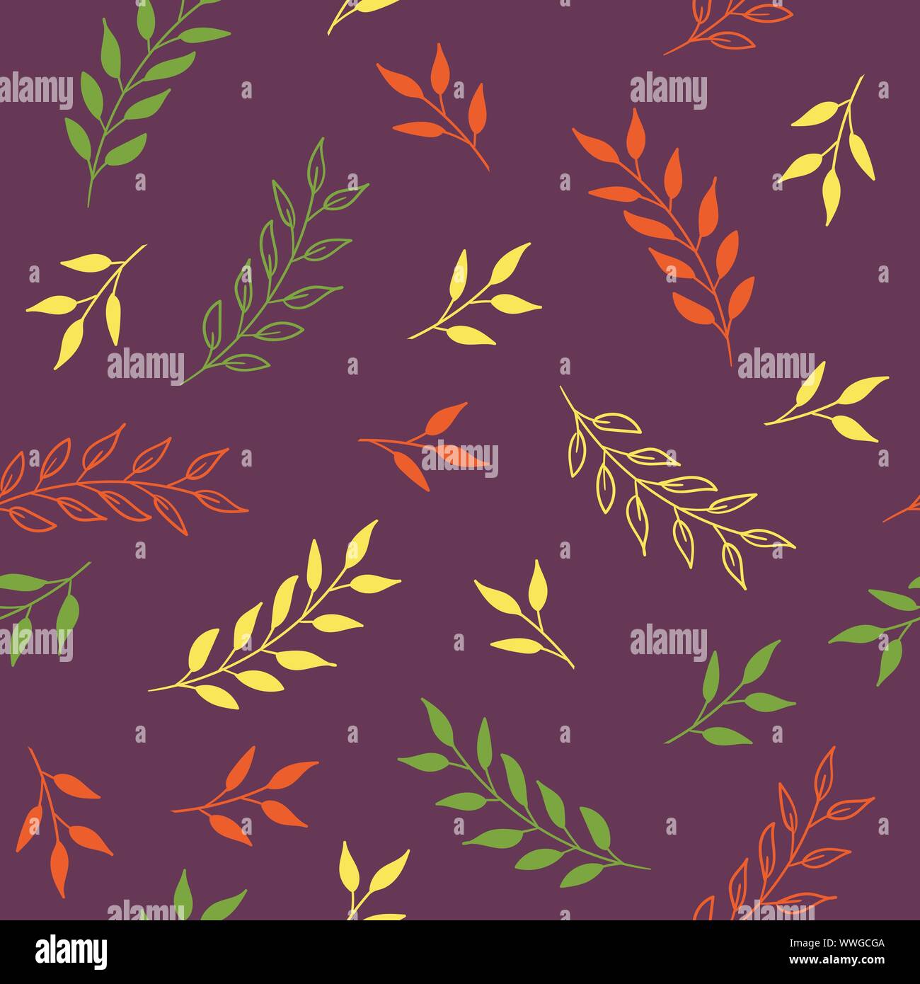 Autumn leaves seamless pattern. Vector bright background for textile design Stock Vector
