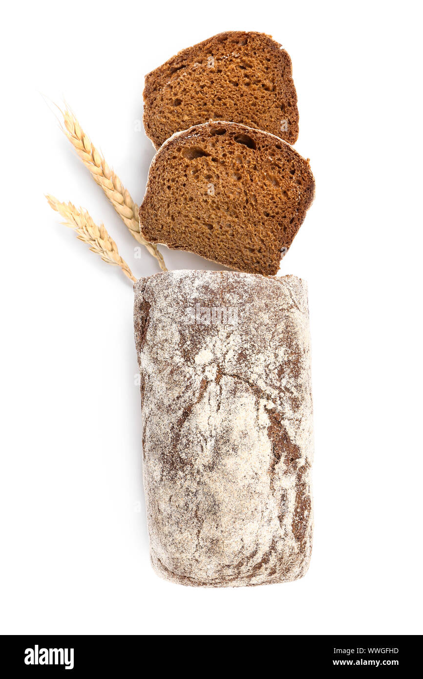 Tasty cut bread on white background Stock Photo - Alamy