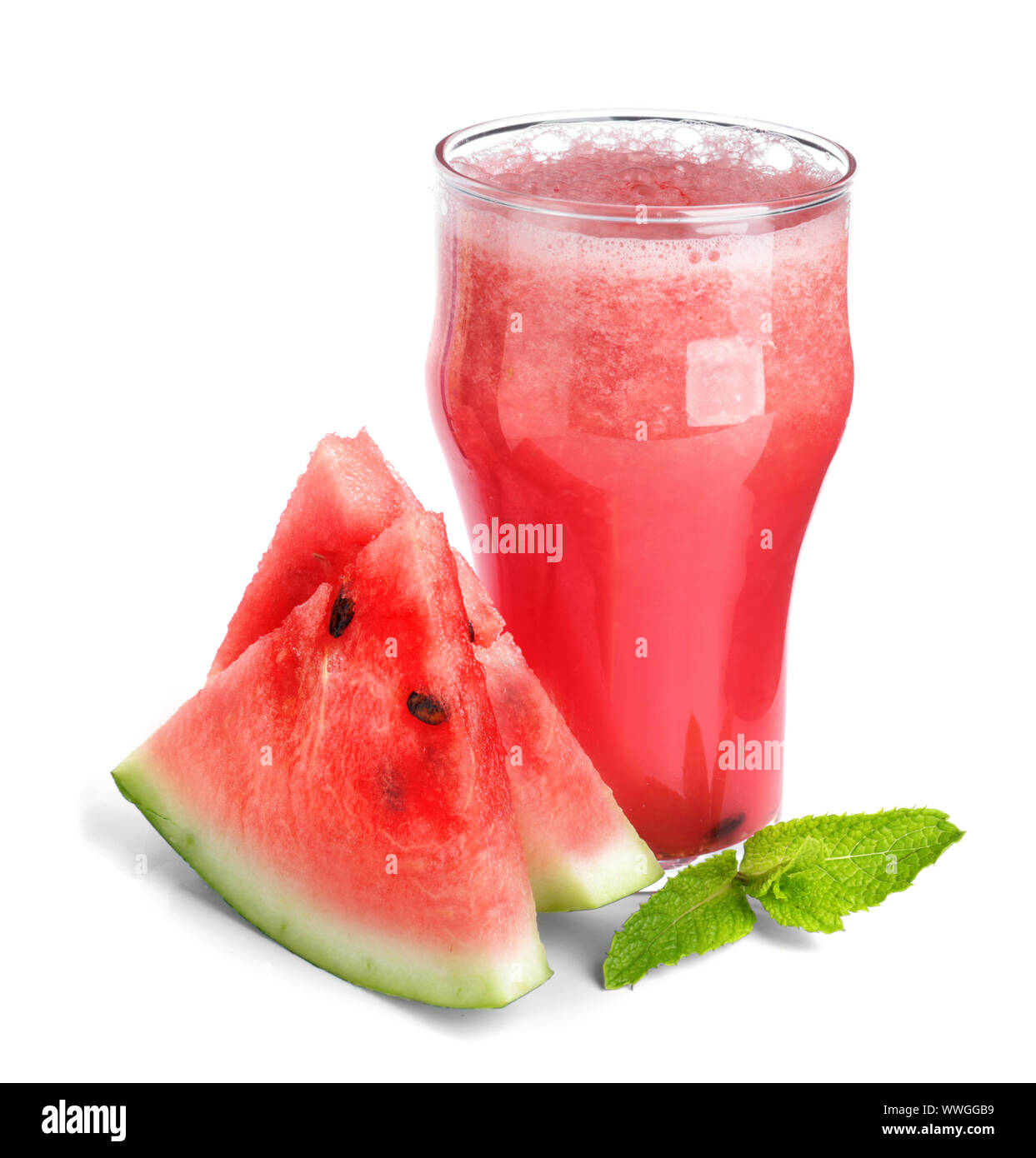 Glass of fresh watermelon juice on white background Stock Photo Alamy