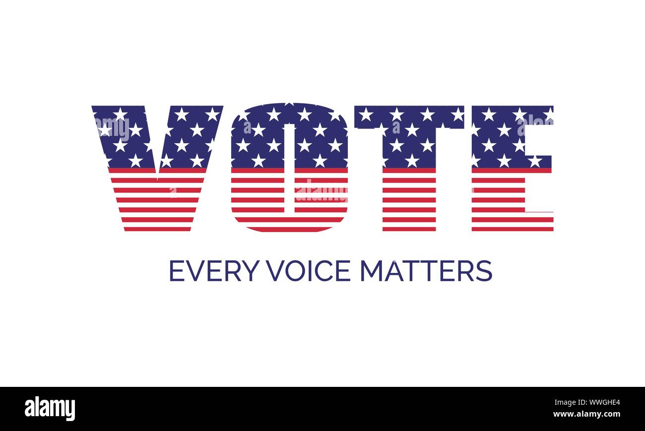 Vote. Every voice matters. Vector banner template for US presidential election Stock Vector