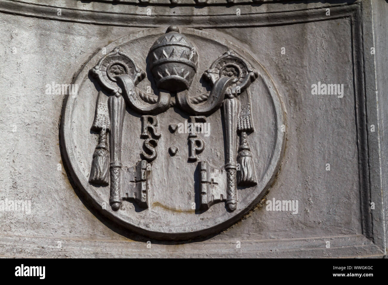 Vatican. emblem 'Reverend Fabric of St. Peter' Stock Photo