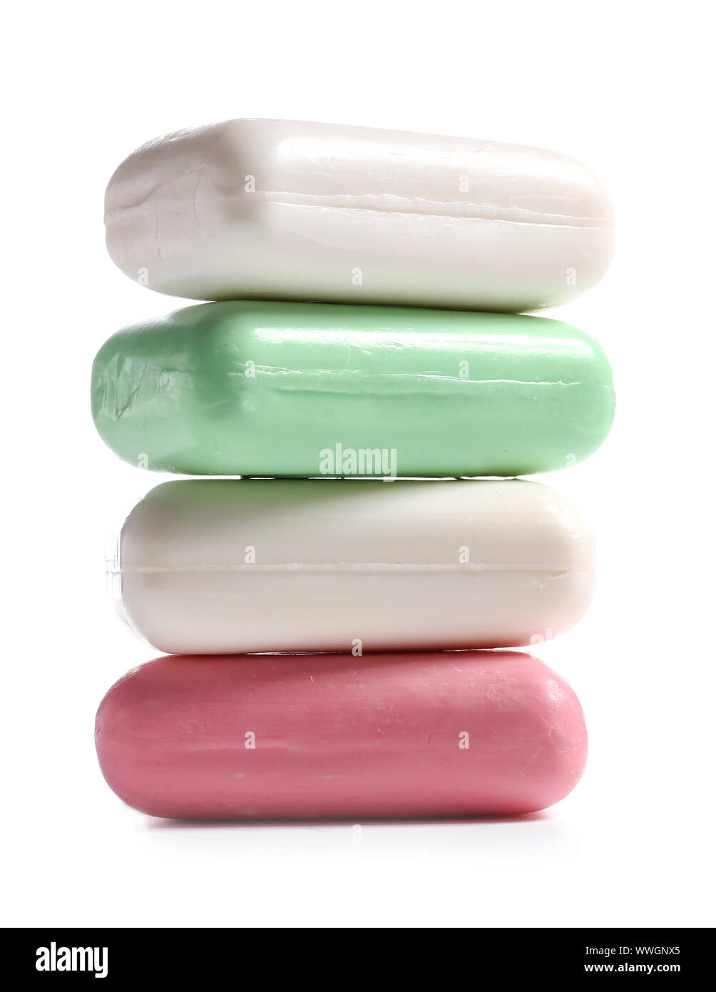 Stack of soap bars on white background Stock Photo - Alamy