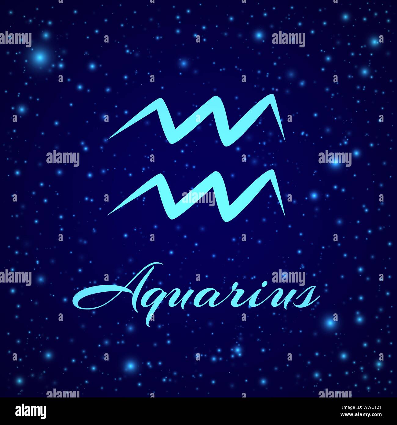Aquarius. Vector zodiac sign on a night sky Stock Vector