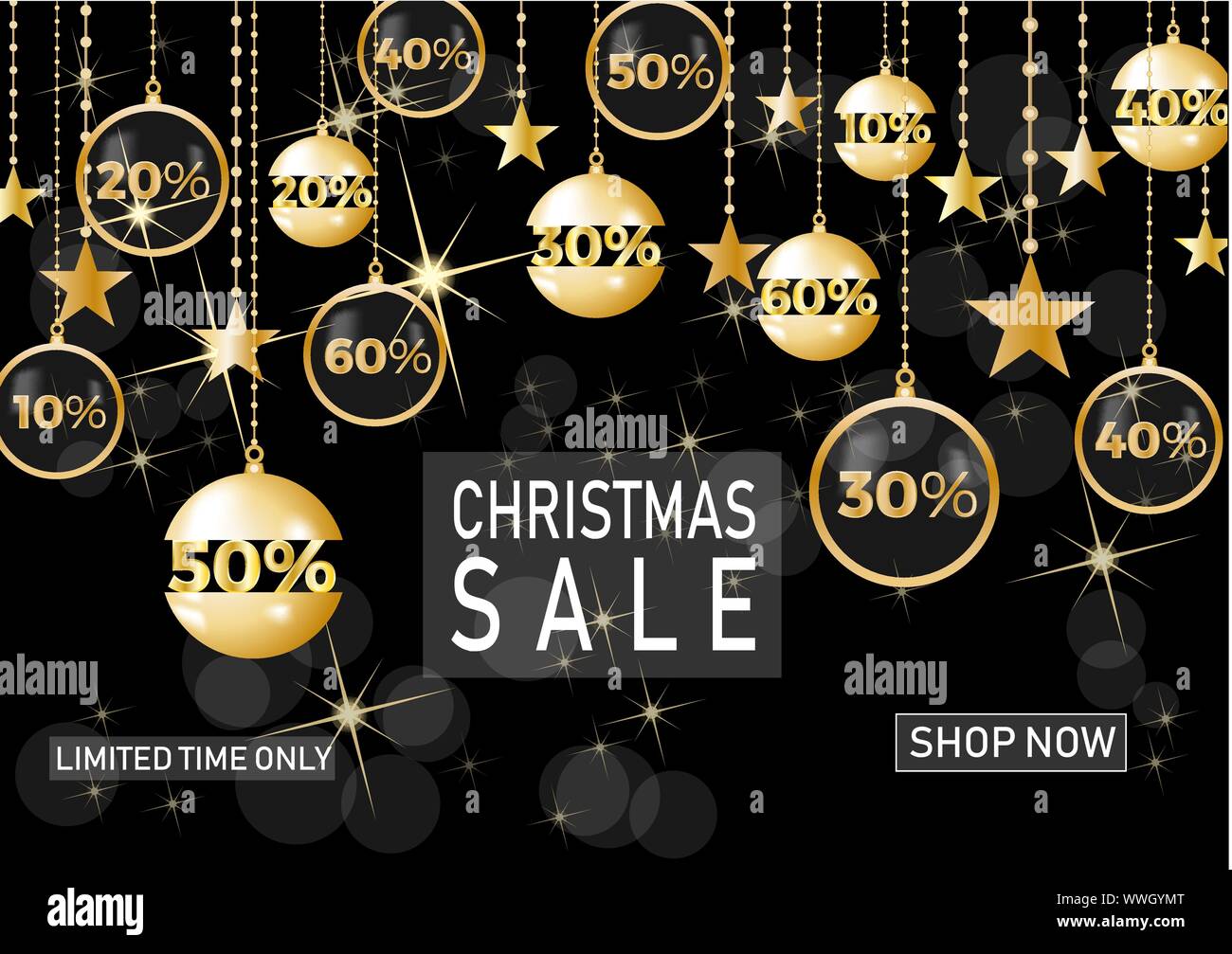 Christmas Holiday Sale On Black Background With Star Limited Time
