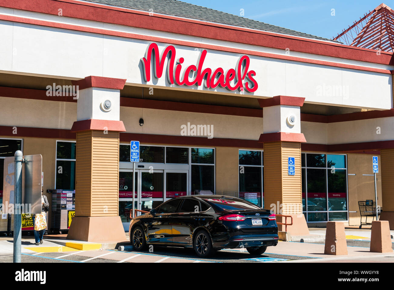 September 13, 2019 Santa Clara / CA / USA - Michaels store entrance to one of their locations in south San Francisco bay area; Michaels is a retail ch Stock Photo