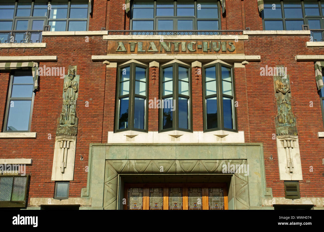 rotterdam, netherlands - 2019.09.08: front facade of the historic atlantic house of 1930 on westplein near veerhaven in the shipping quarter Stock Photo