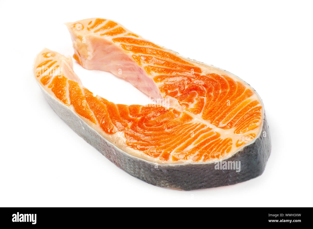 salmon steak red fish on white Stock Photo - Alamy