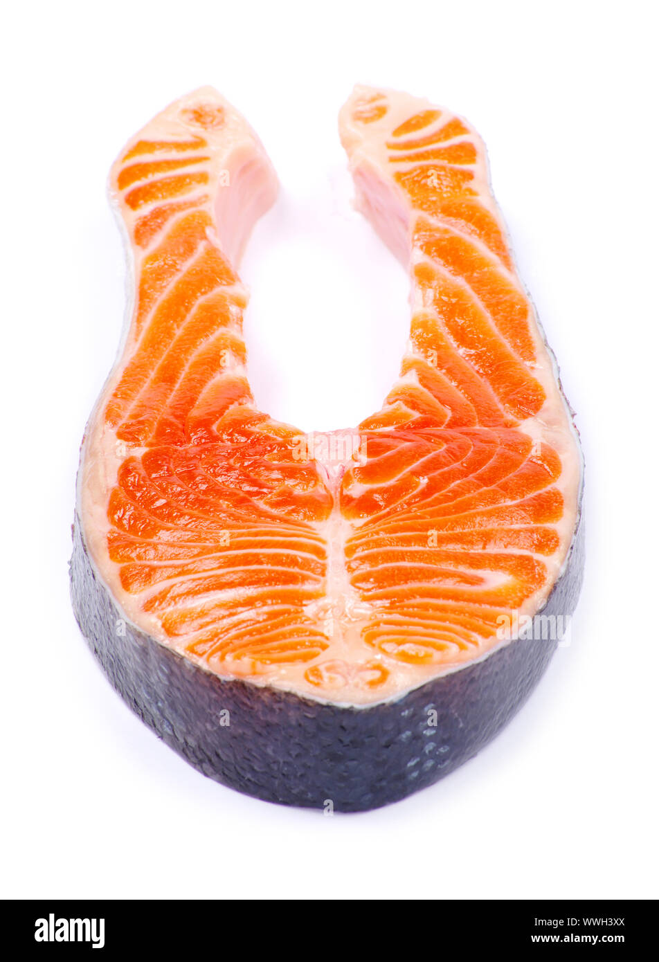 salmon steak red fish on white Stock Photo - Alamy