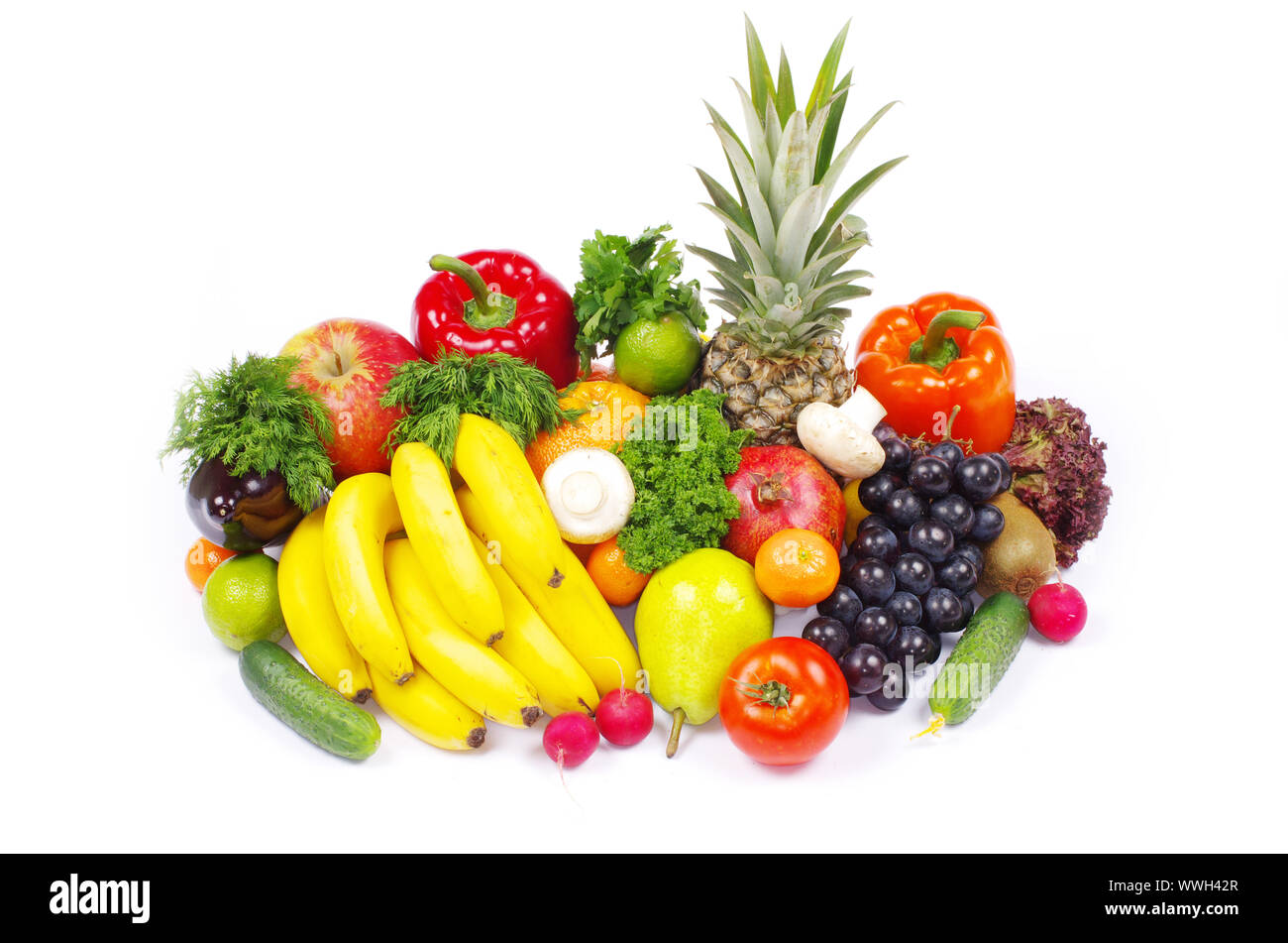 Fresh fruits and vegetables isolated on white Stock Photo Alamy