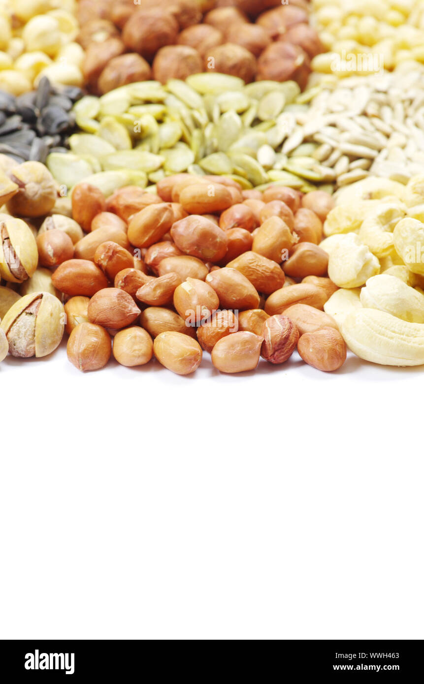 seeds and nuts with collection Stock Photo