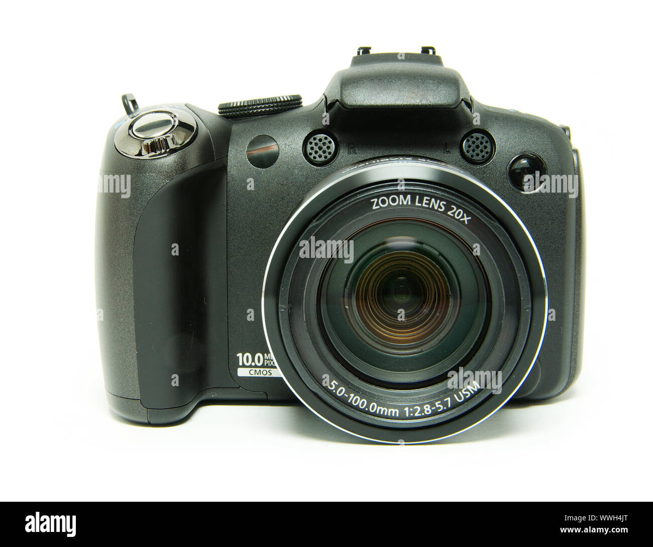black digital camera isolated on a white Stock Photo - Alamy