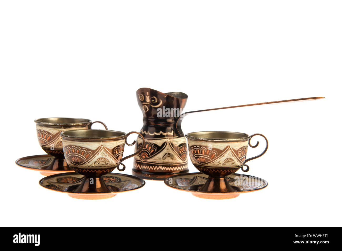 Turkish set with coffee isolated over white background Stock Photo - Alamy
