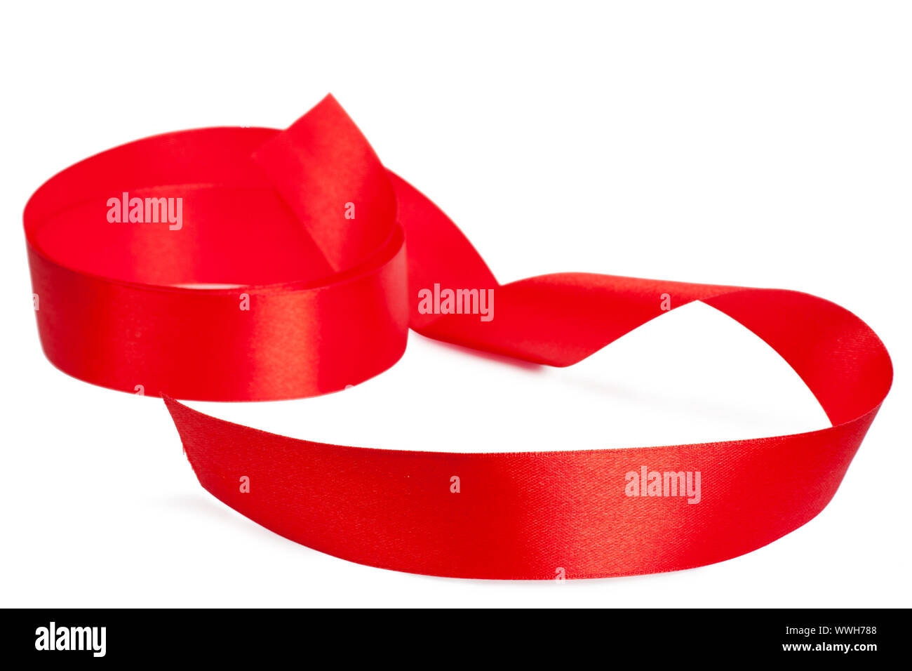Red silk ribbon over white background Stock Photo - Alamy