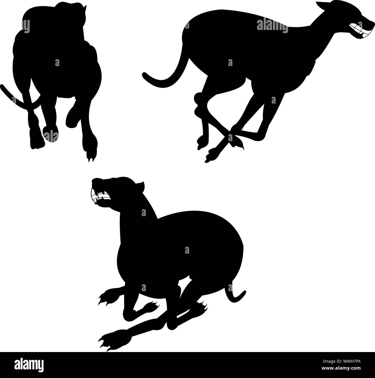 illustration of a greyhound dog racing silhouette on isolated white