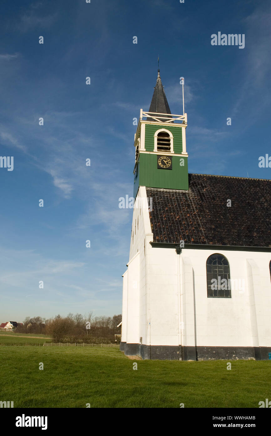 little white church in landscape Stock Photo