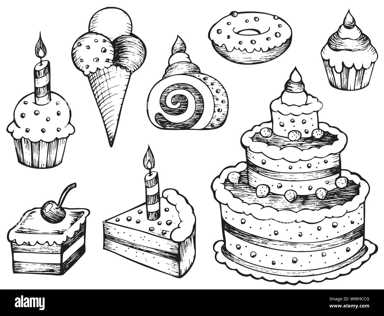 Cakes drawings collection Stock Vector Image & Art Alamy