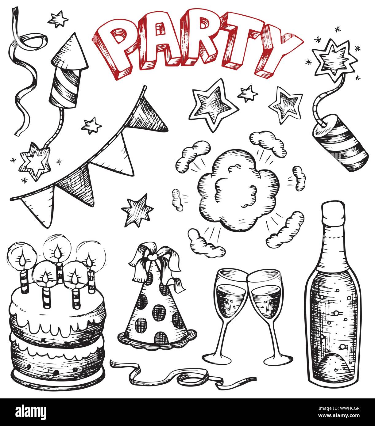 Party drawings collection 1 Stock Vector Image & Art - Alamy