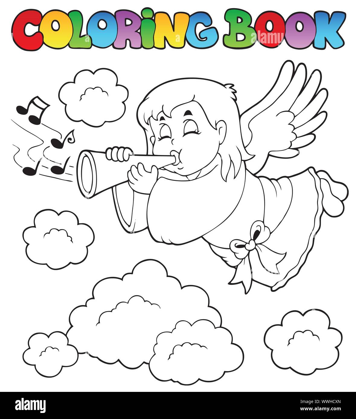 Coloring book angel theme image 3 Stock Vector