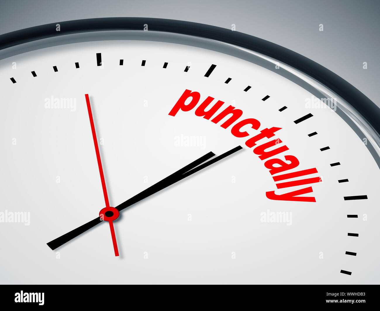 An image of a nice clock with the word punctually Stock Photo - Alamy