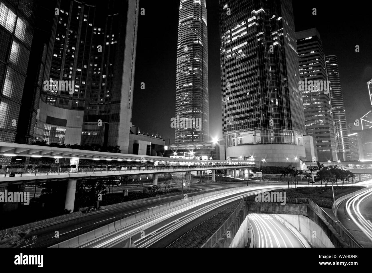 Traffic through downtown in Hong Kong at night Stock Photo - Alamy