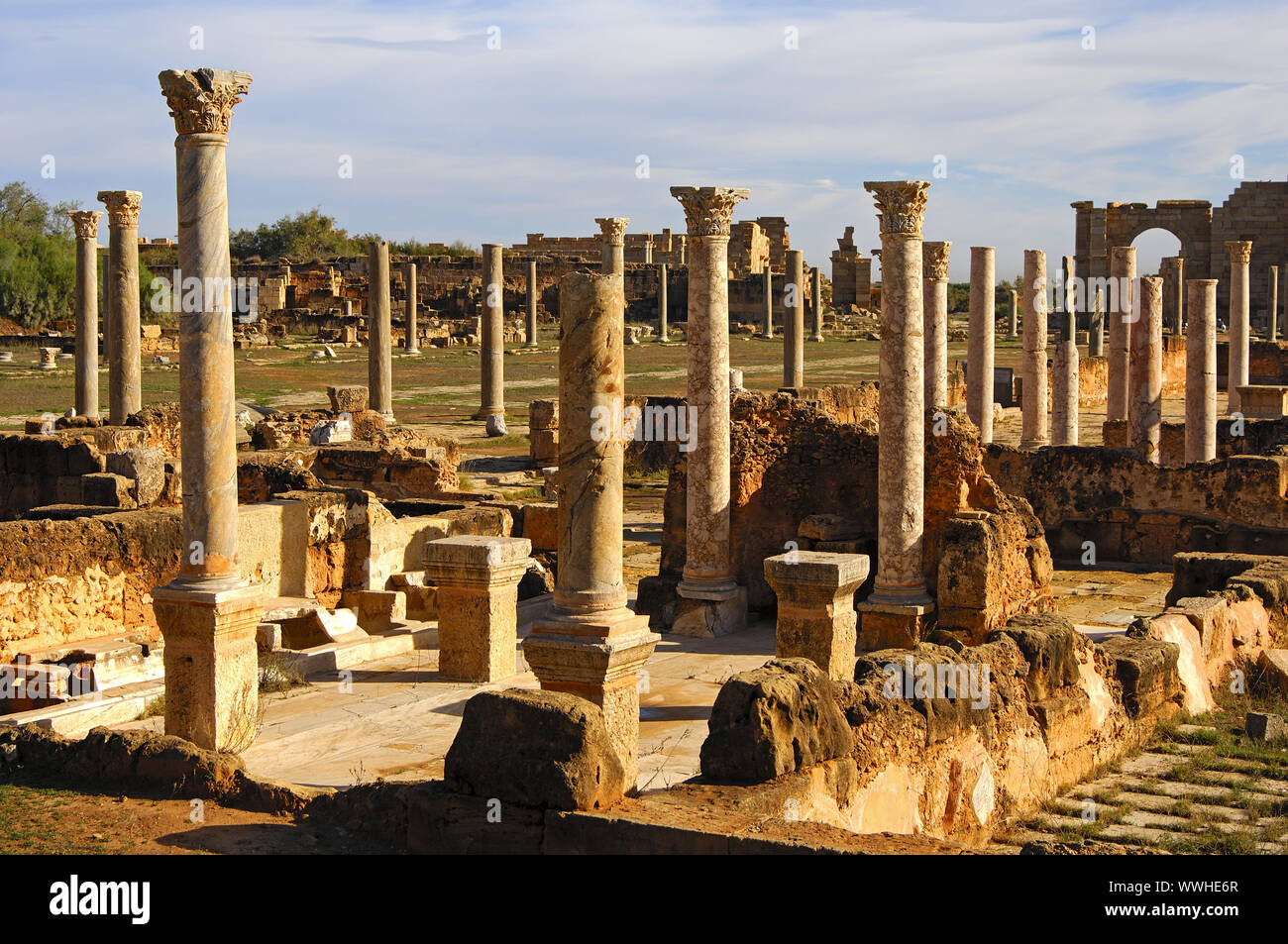 Roman Ruins, Leptis Magna, Libya Stock Photo