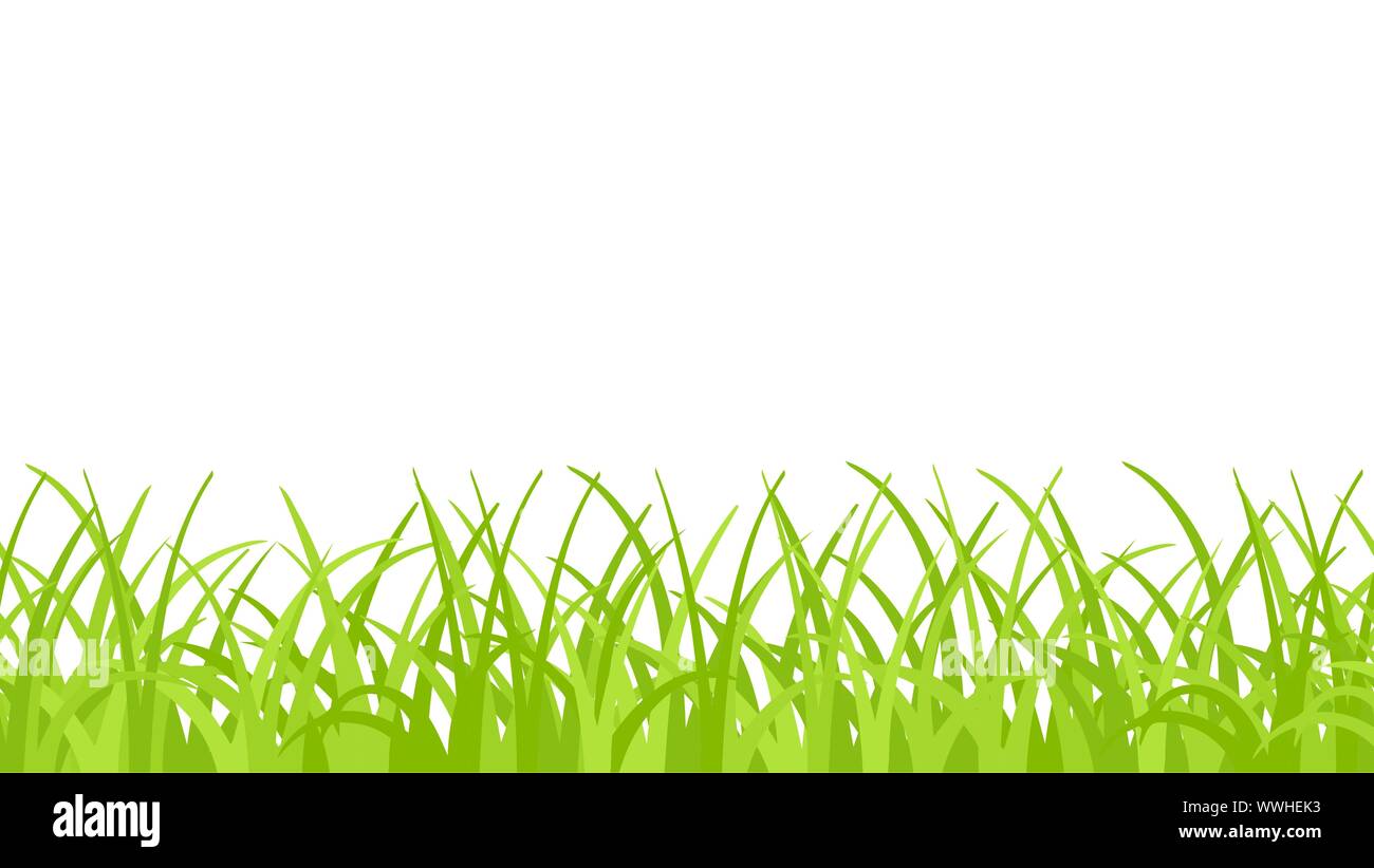 Vector green grass seamless border Stock Vector