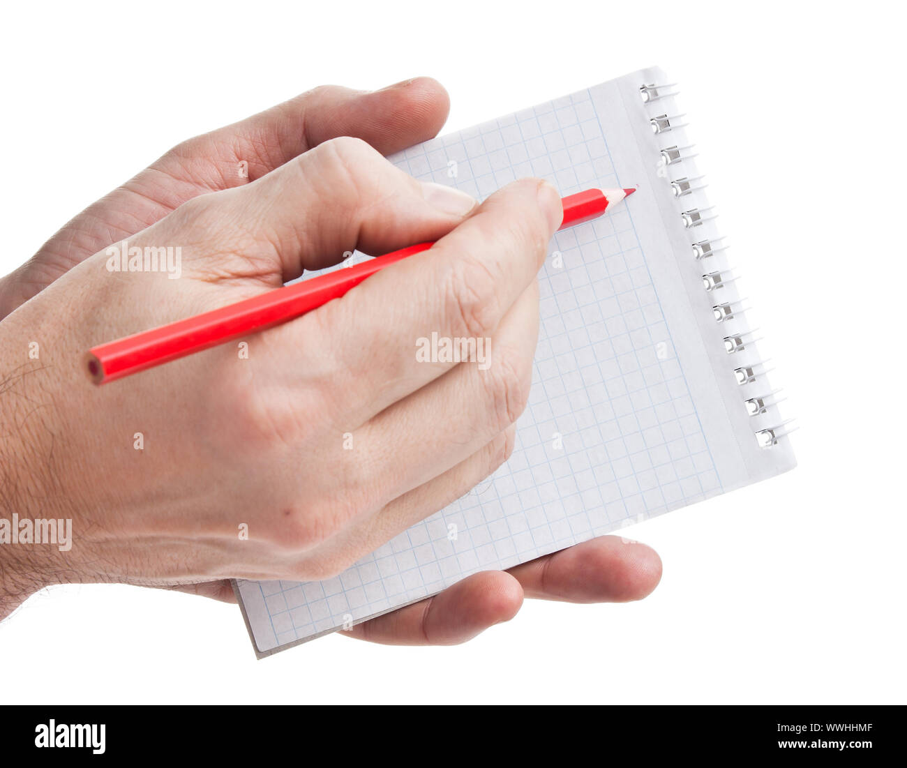 pencil in hand isolated on white background Stock Photo - Alamy