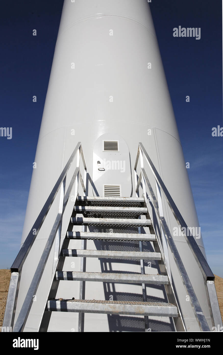 Access to a wind turbine Stock Photo