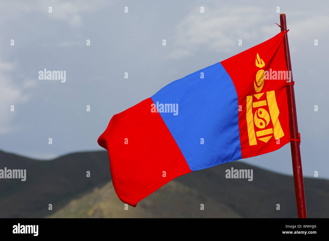 National flag of Mongolia Stock Photo