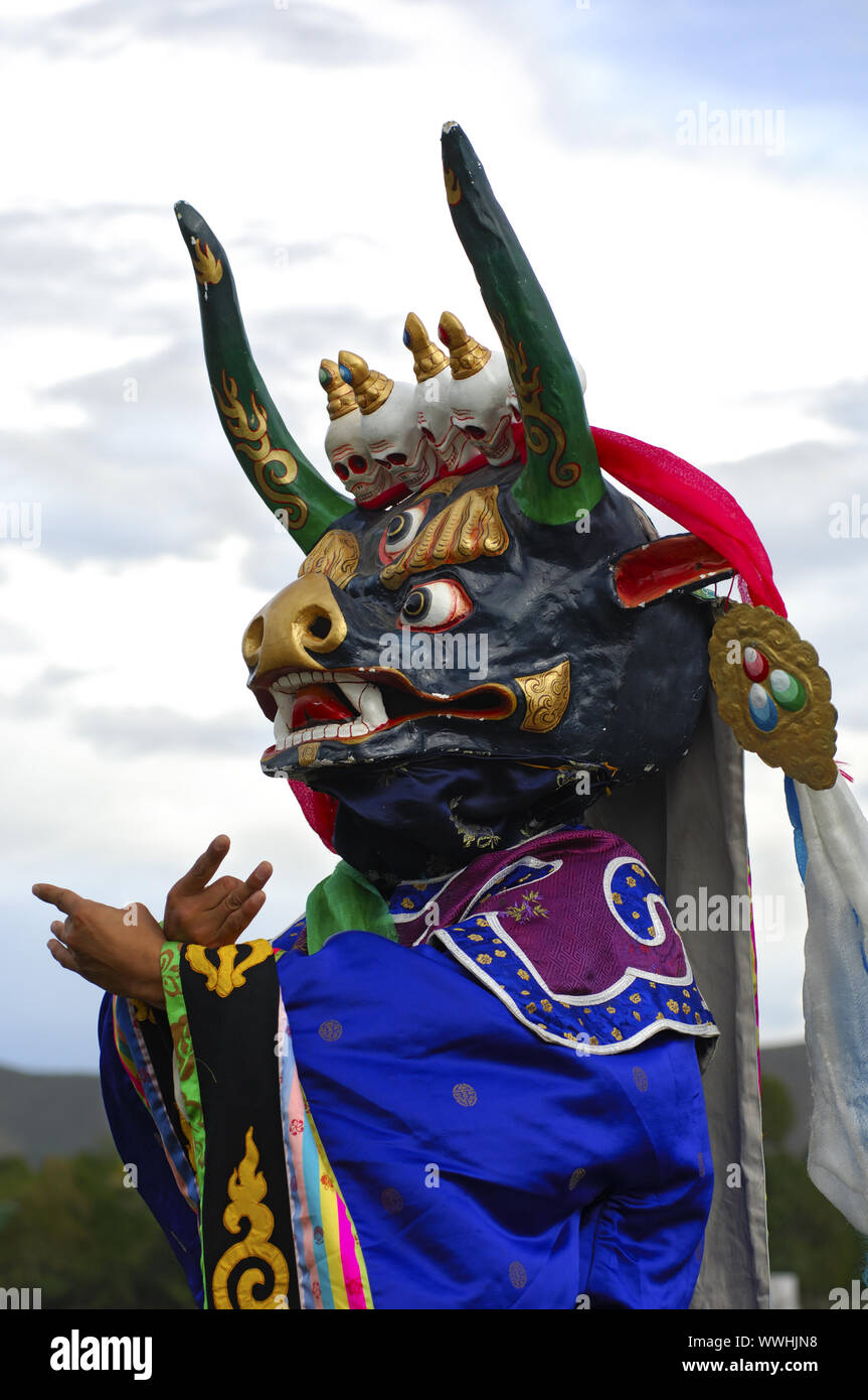 Dancing Demons, Tibetan Mask Stock Photo