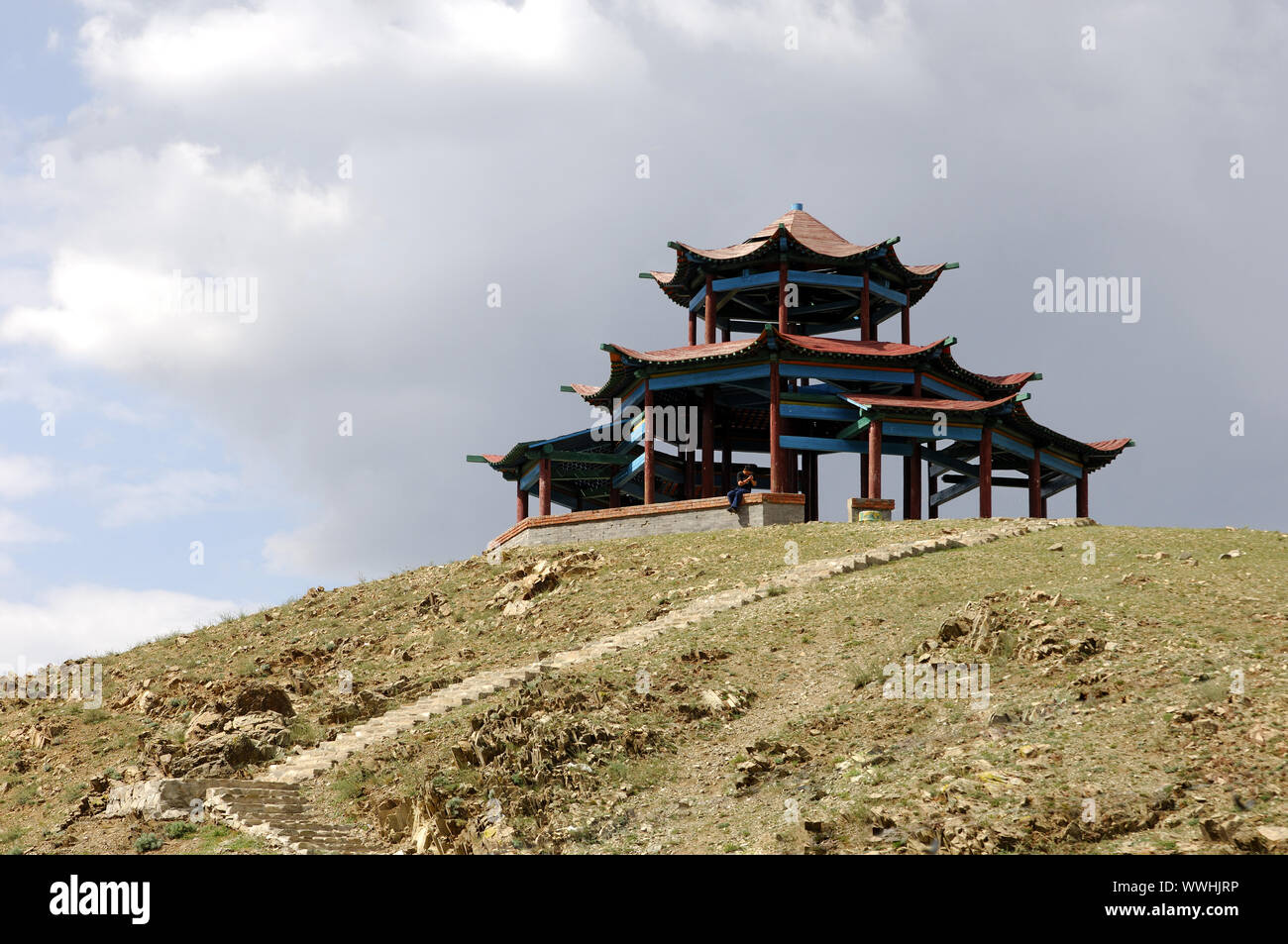 Viewing platform over the valley of the Tuul River Stock Photo