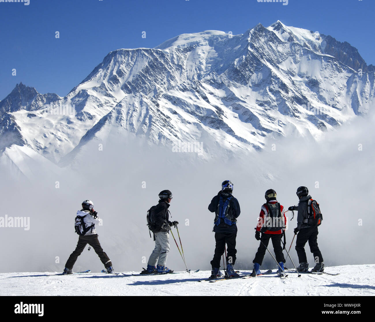 In the ski resort Saint Gervais-Mont Blanc, France Stock Photo