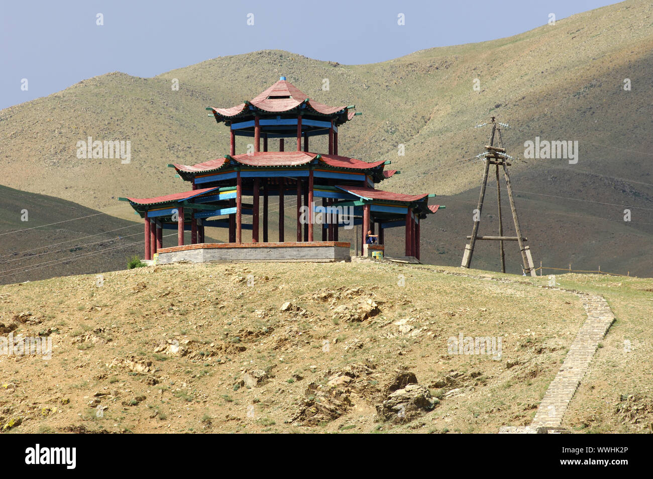 Viewing platform over the valley of the Tuul River Stock Photo
