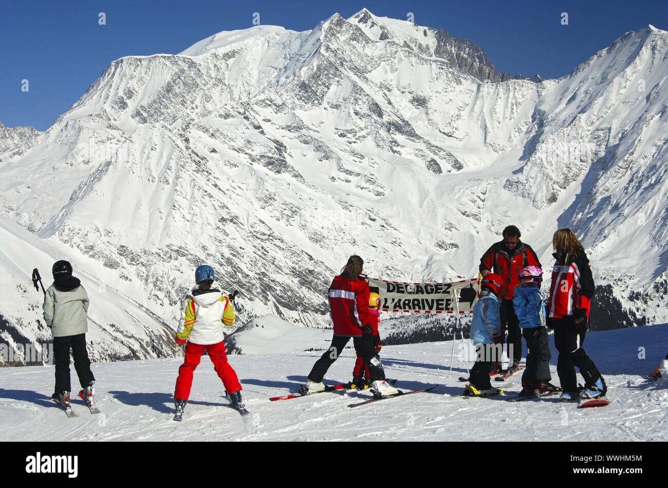 In the ski area Saint Gervais-Mont Blanc Stock Photo