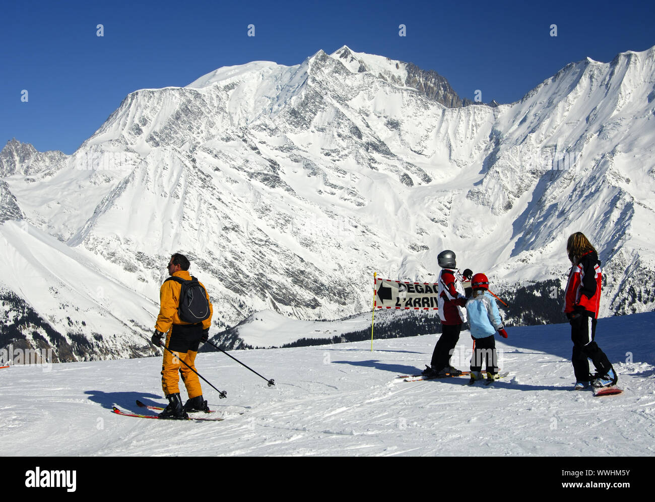 In the ski area Saint Gervais-Mont Blanc Stock Photo