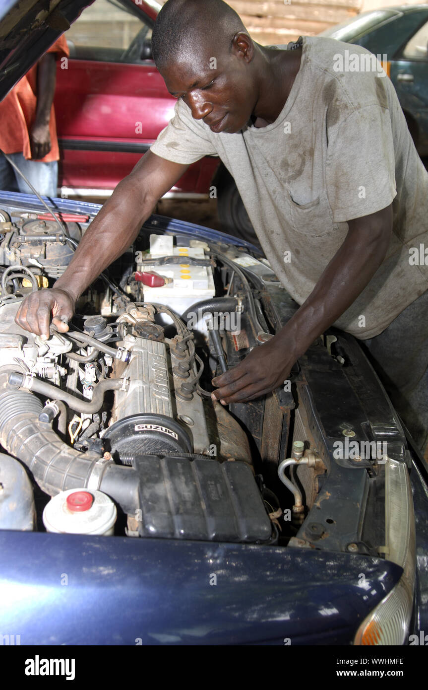 Motor mechanic at work Stock Photo
