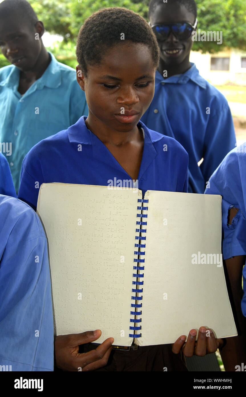 Student of the Blind School Akropong Stock Photo