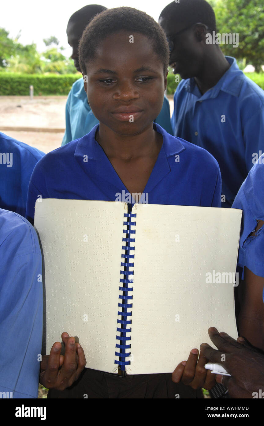 Student of the Akropong School for the Blind, Ghana Stock Photo