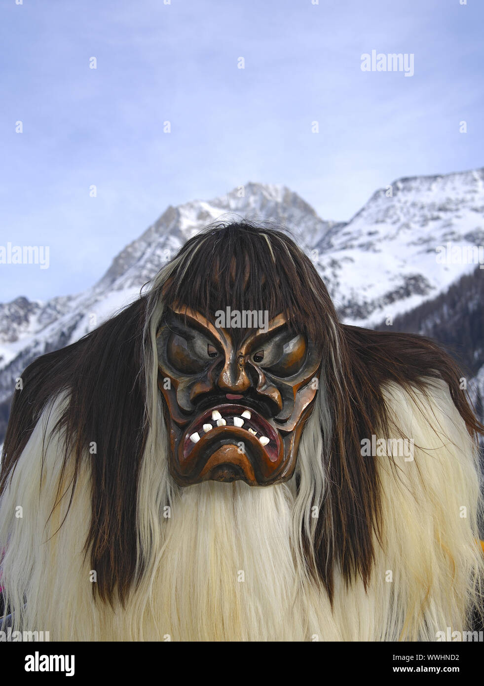 Tschäggätä carnival masks, Valais, Switzerland Stock Photo