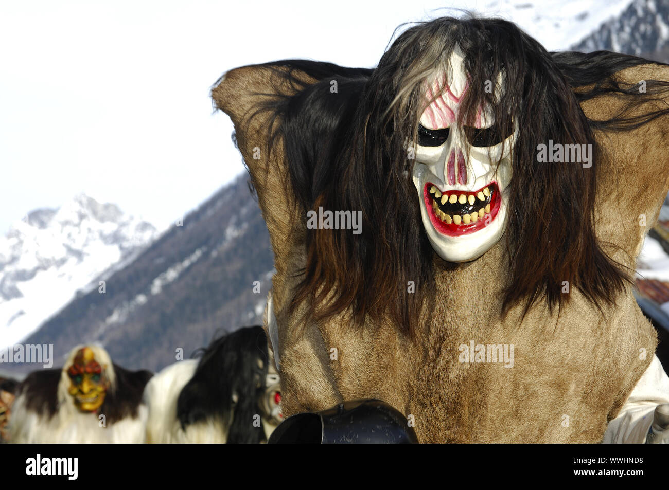 Tschäggätä carnival masks, Valais, Switzerland Stock Photo