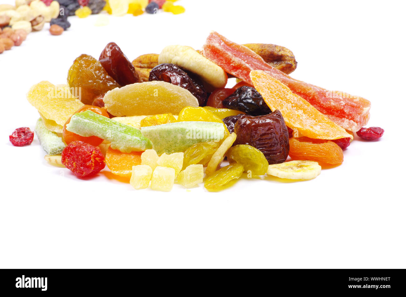 mix dried fruits collection on white Stock Photo - Alamy